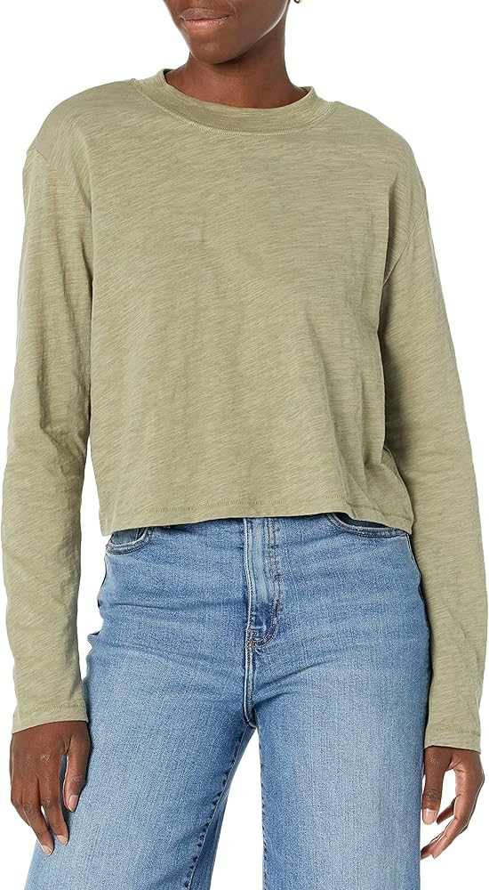 The Drop Women's Ravi Long Sleeve Cropped Crew Neck Tee Shirt | Amazon (US)