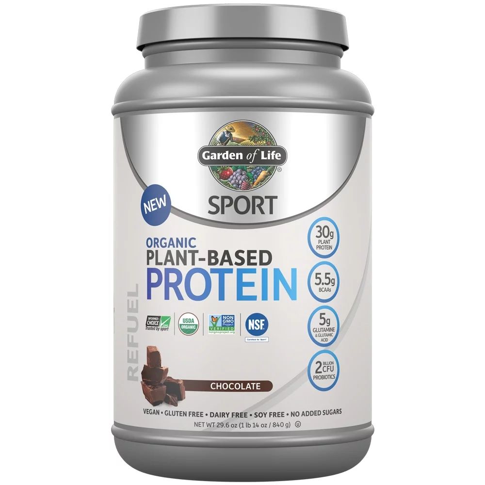 Garden of Life Sport Organic Plant-Based Protein Powder, Chocolate, 30g Protein, 1.9lb, 29.6oz | Walmart (US)