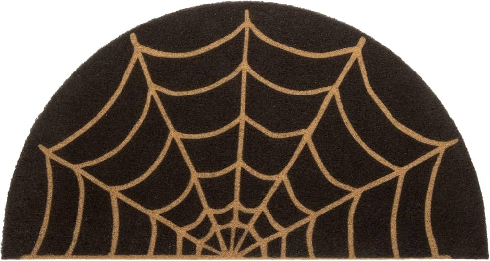 Spider Web Dark Coir Doormat - Half Circle Non-Slip Welcome Door Mat Halloween Decor Mat 17x29 in... | Amazon (US)