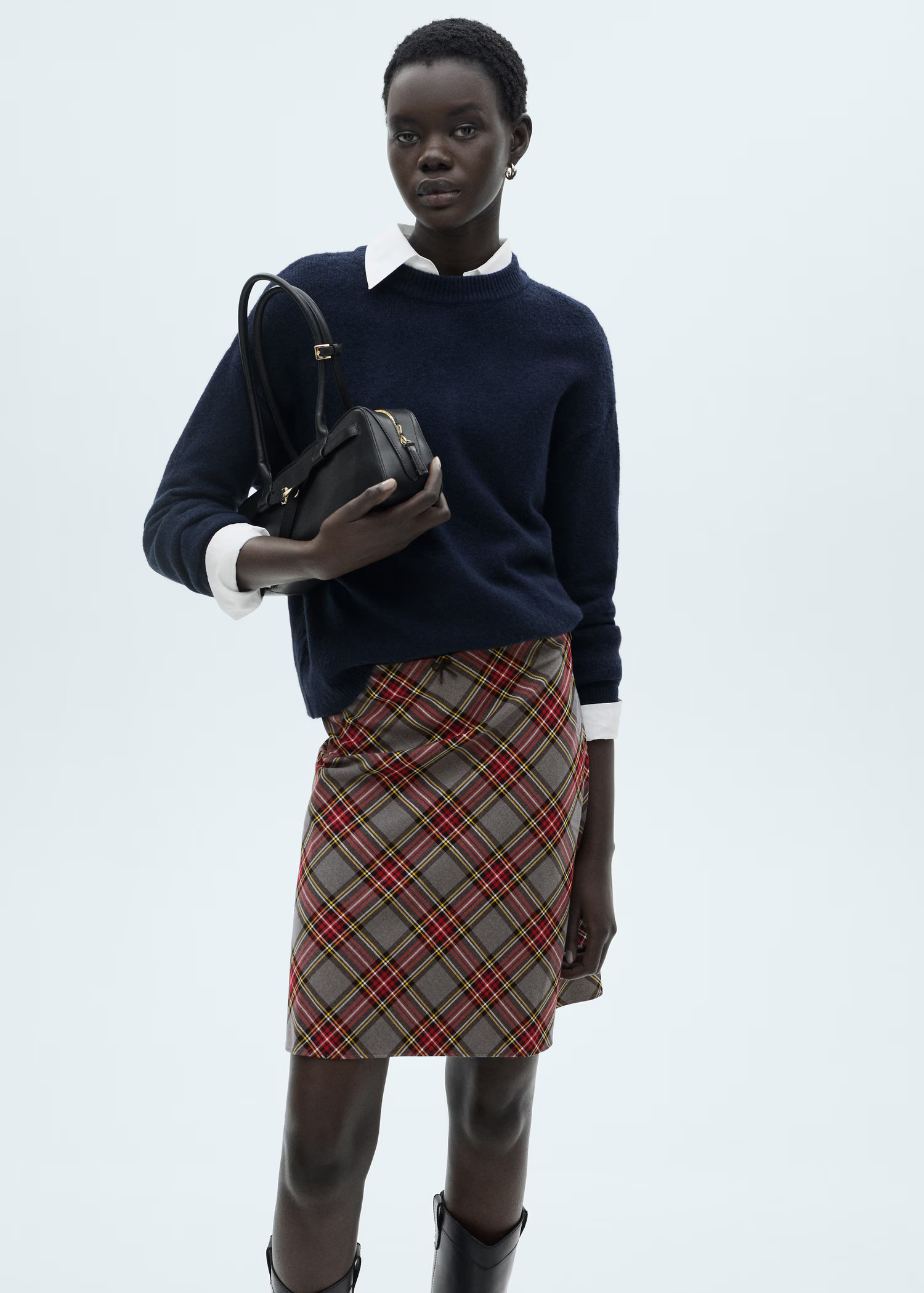 Check skirt with lace finish | Mango Canada