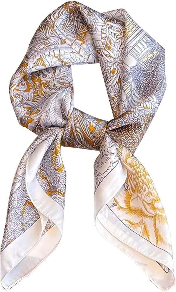 kcctoo 27.5" Mulberry Silk Feeling Head Scarf Women's Fashion Square Neck Satin Scarfs for Bag Ha... | Amazon (US)