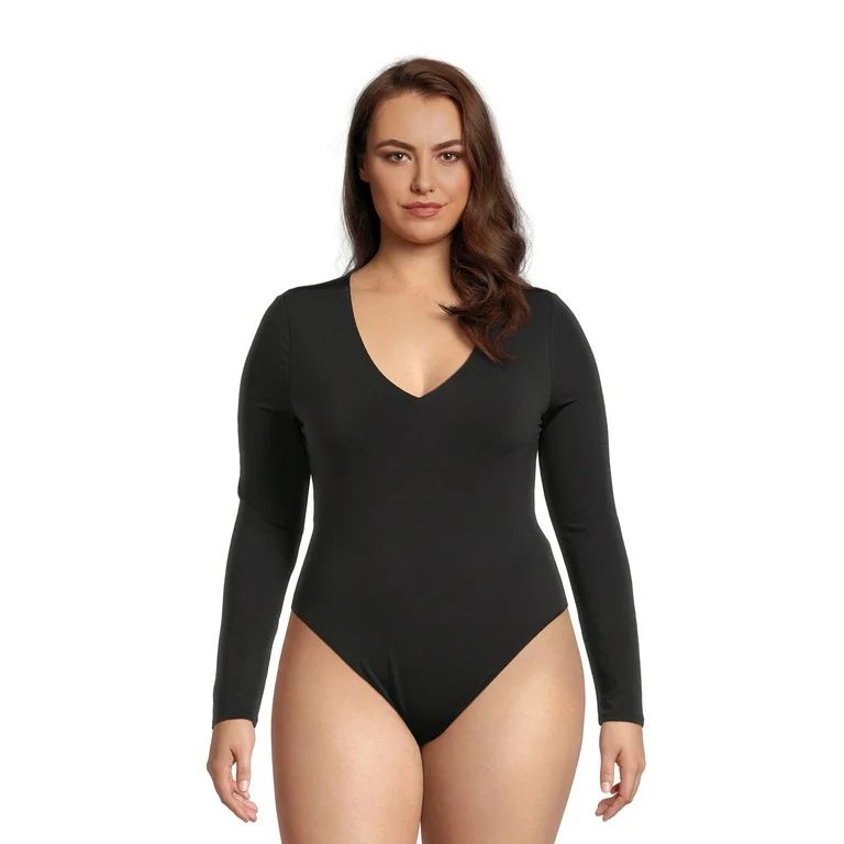 No Boundaries Plus Size Double Layer Bodysuit, Sizes 1X-4X | Walmart (US)