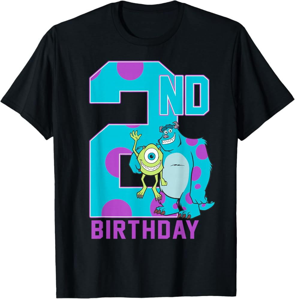 Disney Pixar Monsters Inc. Mike & Sully Happy 2nd Birthday T-Shirt | Amazon (US)