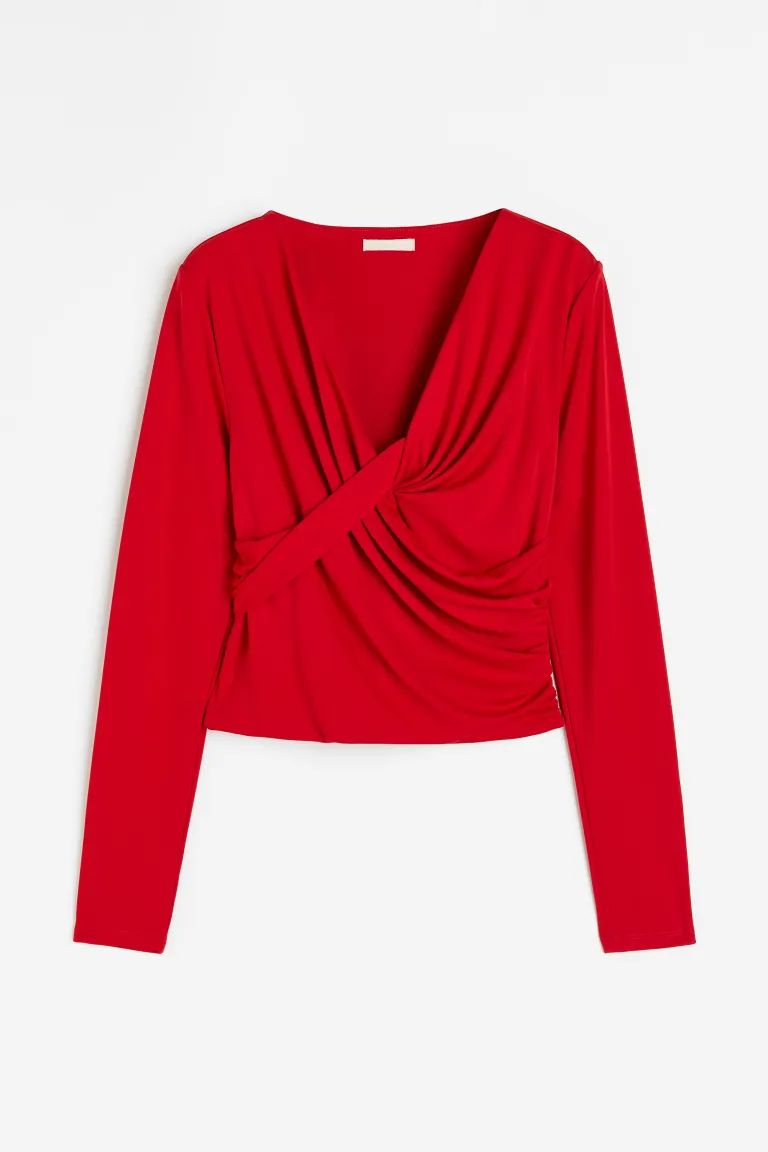 Twist-detail Jersey Top - Red - Ladies | H&M US | H&M (US + CA)
