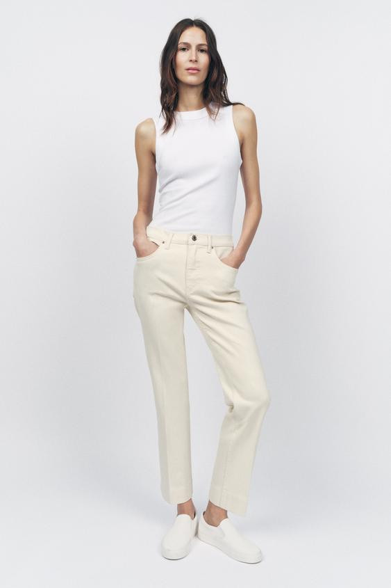ZW COLLECTION HIGH RISE BOOTCUT CROPPED JEANS | Zara US