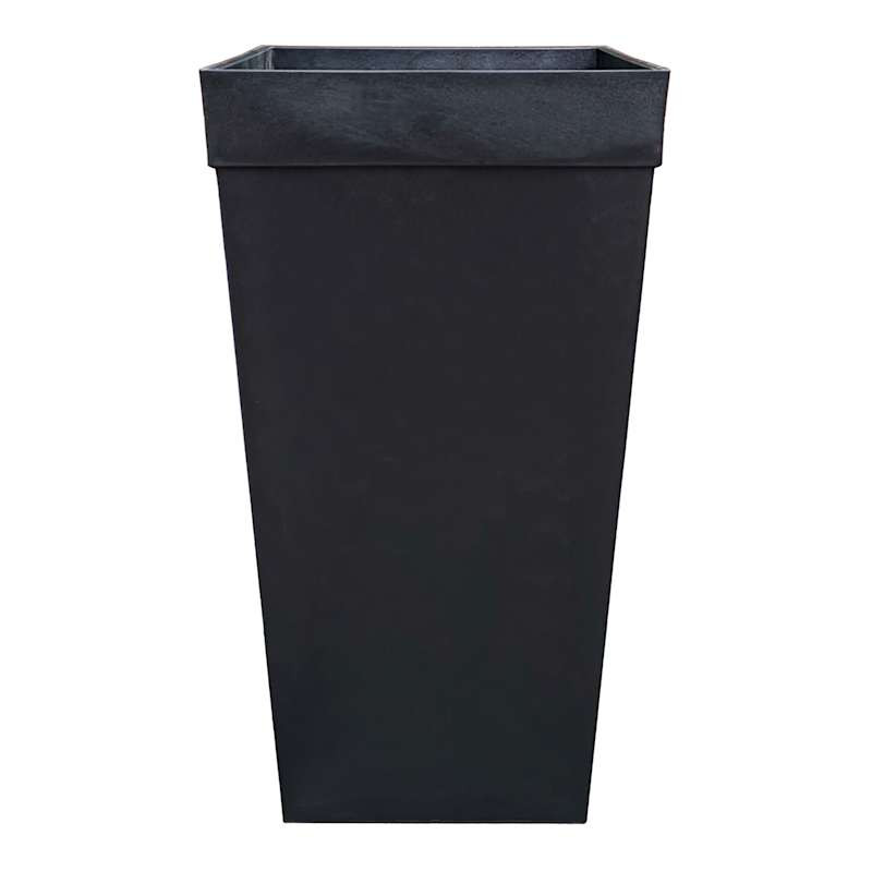 Tall Smooth Black Outdoor Planter, 25" | At Home