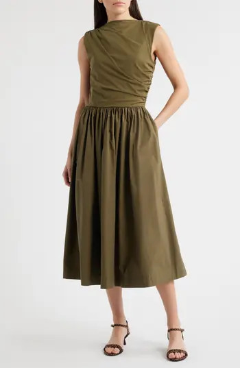 En Saison Mixed Media Midi Dress in Surplus Green at Nordstrom Rack, Size Large | Nordstrom Rack