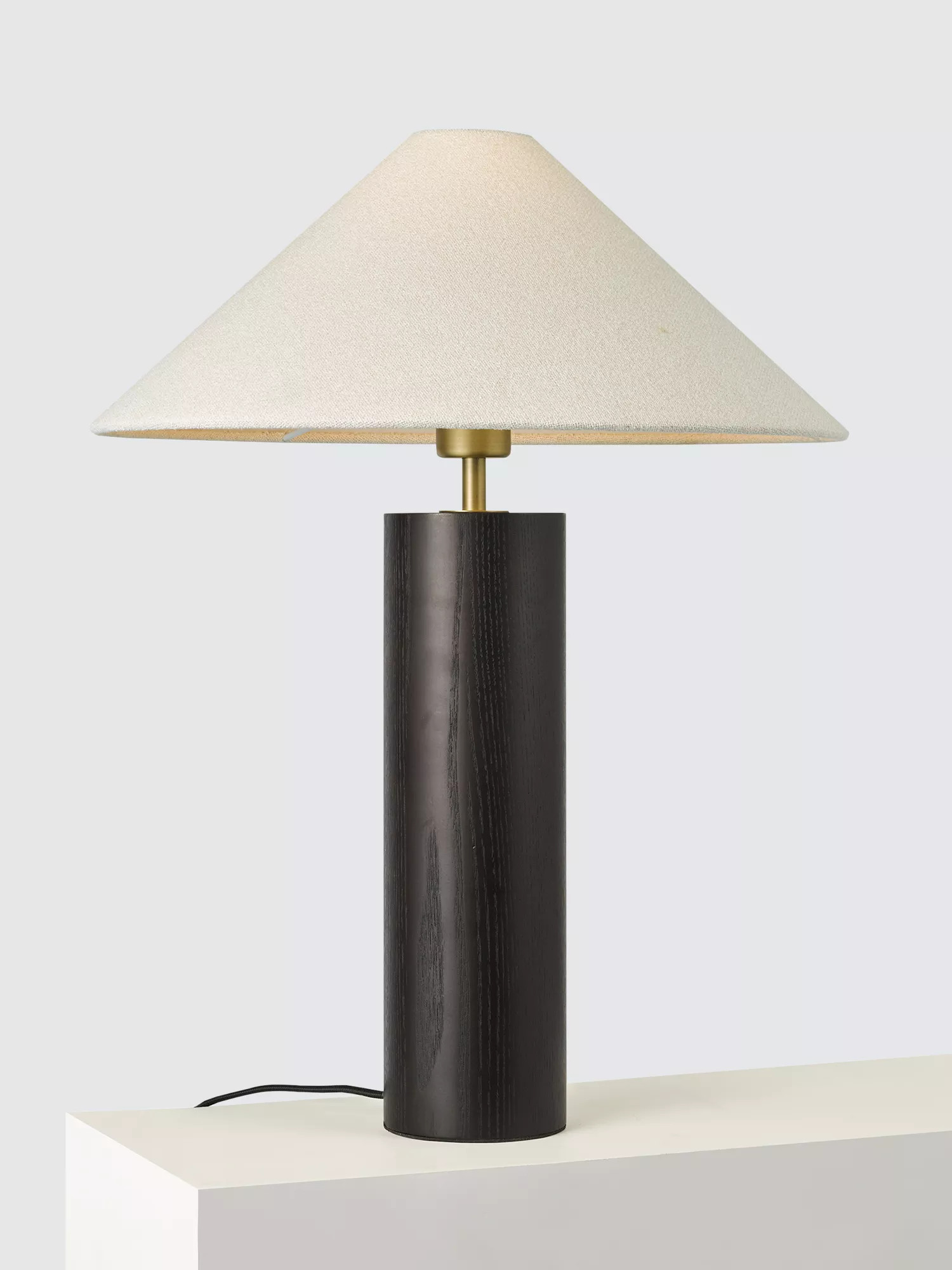 John Lewis Walnut Column Table Lamp, Black | John Lewis (UK)