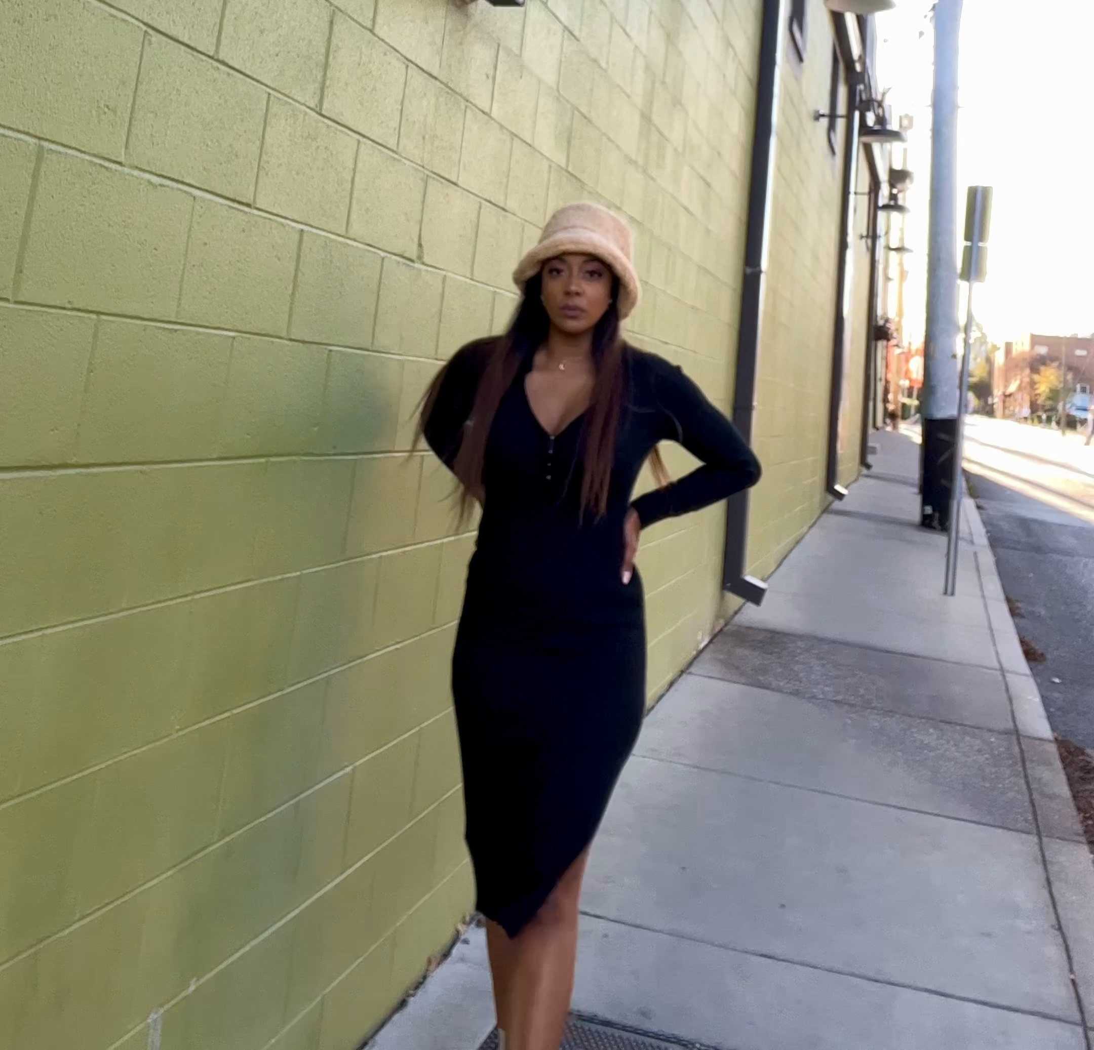 Ribbed polo midi sweater dress from Abercrombie & Fitch. 
Normally a M, but sized down to a S based on size guide. 
High quality and super cute! Fits lovely! 
Tan bucket hat from Forever 21.
#sweaterdress
#falldress
#falloutfit
#holidayoutfit 
#holidaydress

#LTKsalealert #LTKHoliday #LTKCyberweek