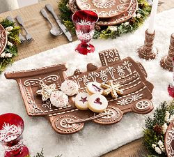 Gingerbread Train Stoneware Serving Platter | Pottery Barn (US)