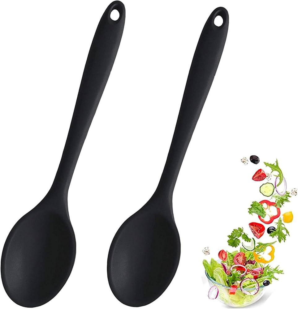 2 Pcs Silicone Spoons for Cooking Heat Resistant, Hygienic Design Cooking Utensi Mixing Spoons fo... | Amazon (US)