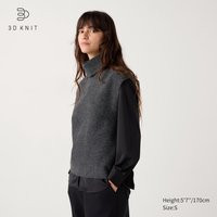 Uniqlo - 3D Knit Soufflé Yarn Turtleneck Vest - Gray - L | UNIQLO (UK)