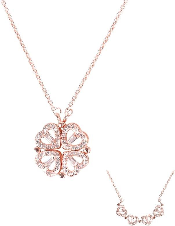 Clover Necklace - Four Leaf Clover Necklaces for Women Magnetic 2 in 1Shamrock Jewelry Lucky Gree... | Amazon (US)