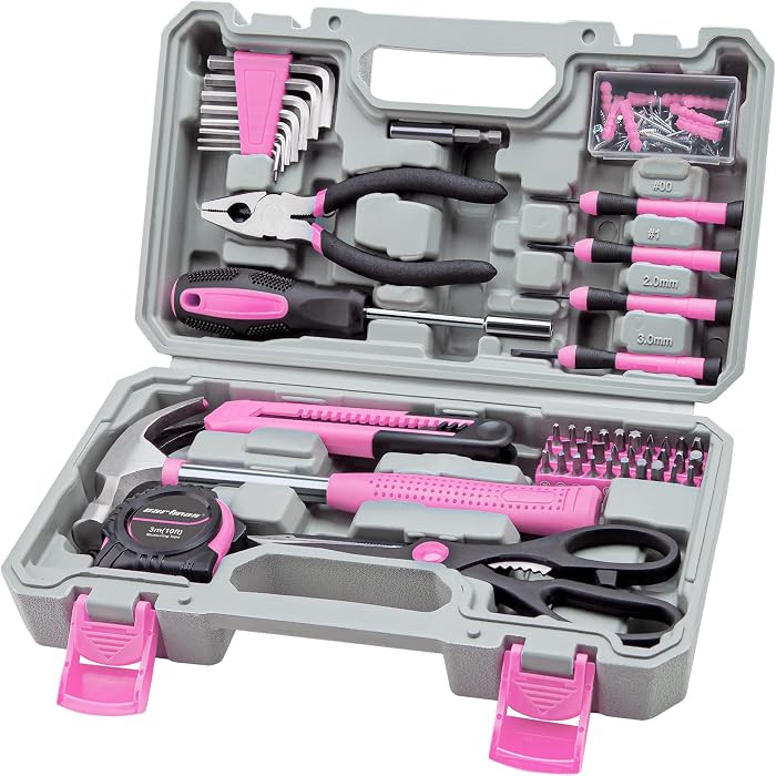 CARTMAN Home Tool Set Kit, Basic Household Hand Tools with Storage Case Light Pink | Amazon (US)