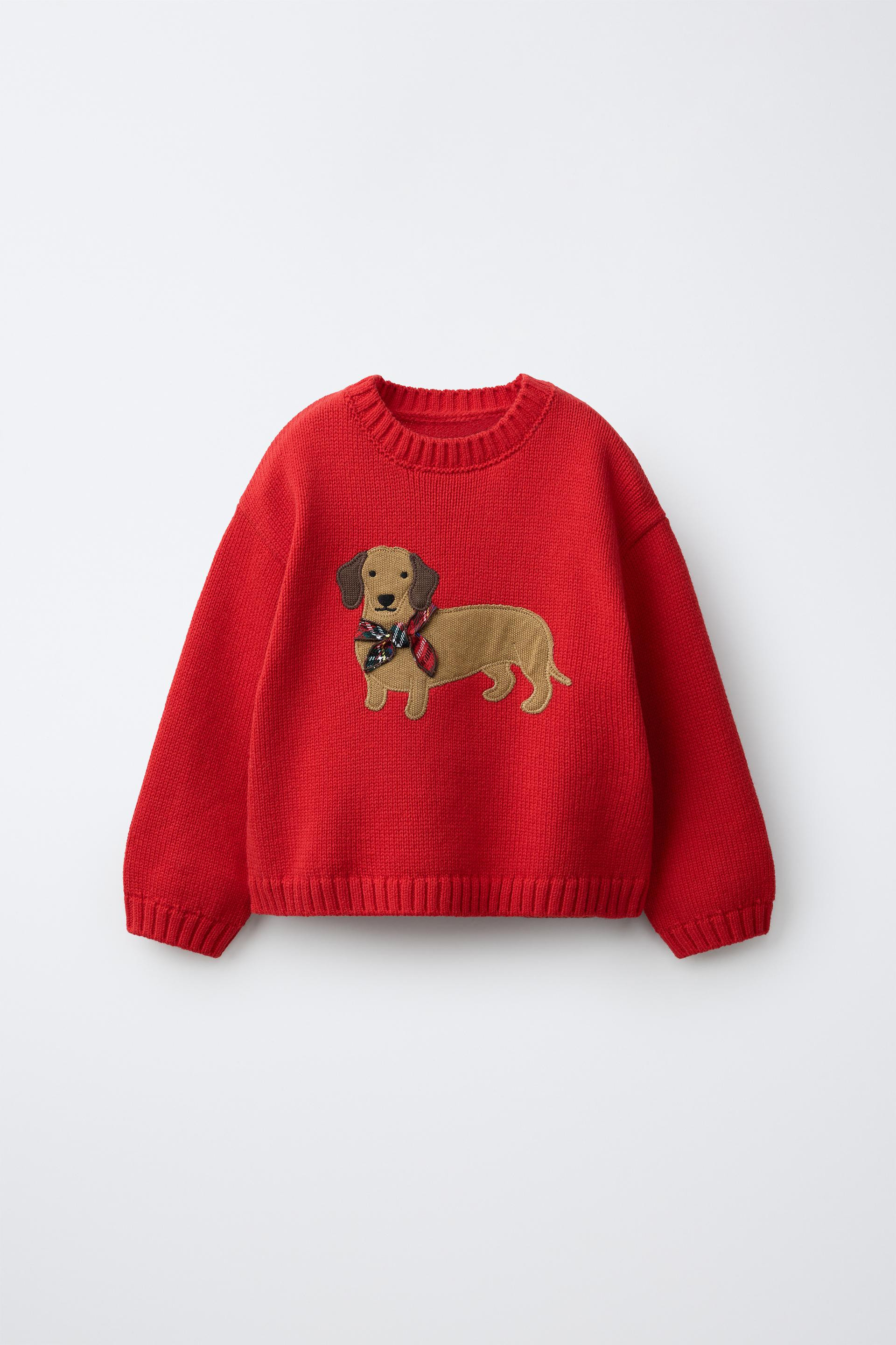 Zara - Dog Knit Jumper - Red - 5 Years (43,3 Inches) - Kids | Zara US