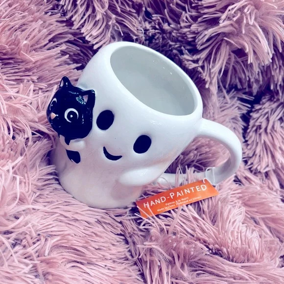 ✨NEW?Halloween Ghost mug holding black cat ?‍⬛ | Poshmark
