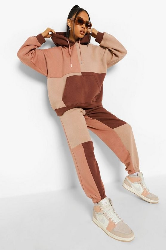 Tonal Colour Block Hoodie | Boohoo.com (US & CA)
