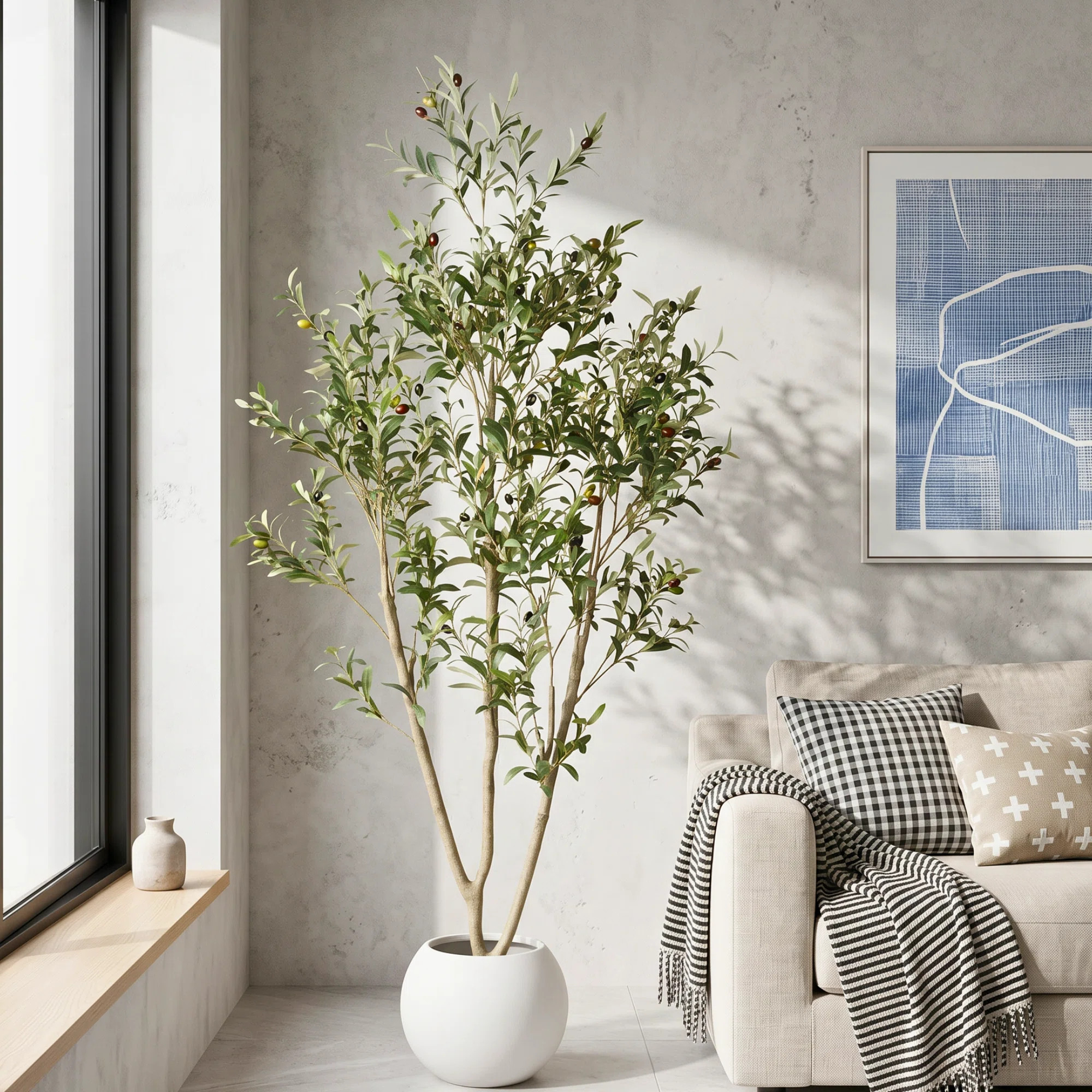 Bay Isle Home\u2122 Faux Olive Tree Artificial Indoor Tree, Realistic Olive Plant for Indoor Deco... | Wayfair North America