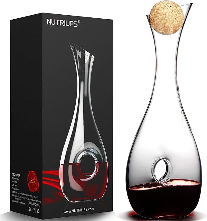 NUTRIUPS Wine Decanter With Stopper Hand Blown Wine Decanters and Carafes Wine Aerating Decanter ... | Amazon (US)