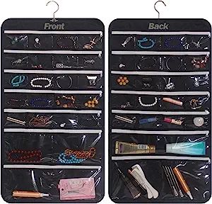 DIOMMELL Hanging Jewelry Organizer 47 Pockets with Zipper for Earrings Necklace Bracelet Ring Acc... | Amazon (US)