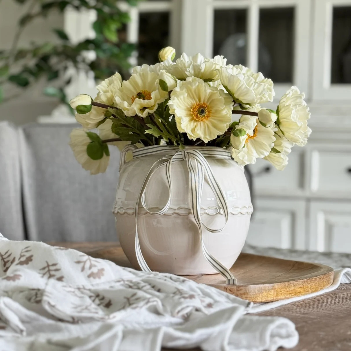 8” Cream Braided Vase | Interior Delights
