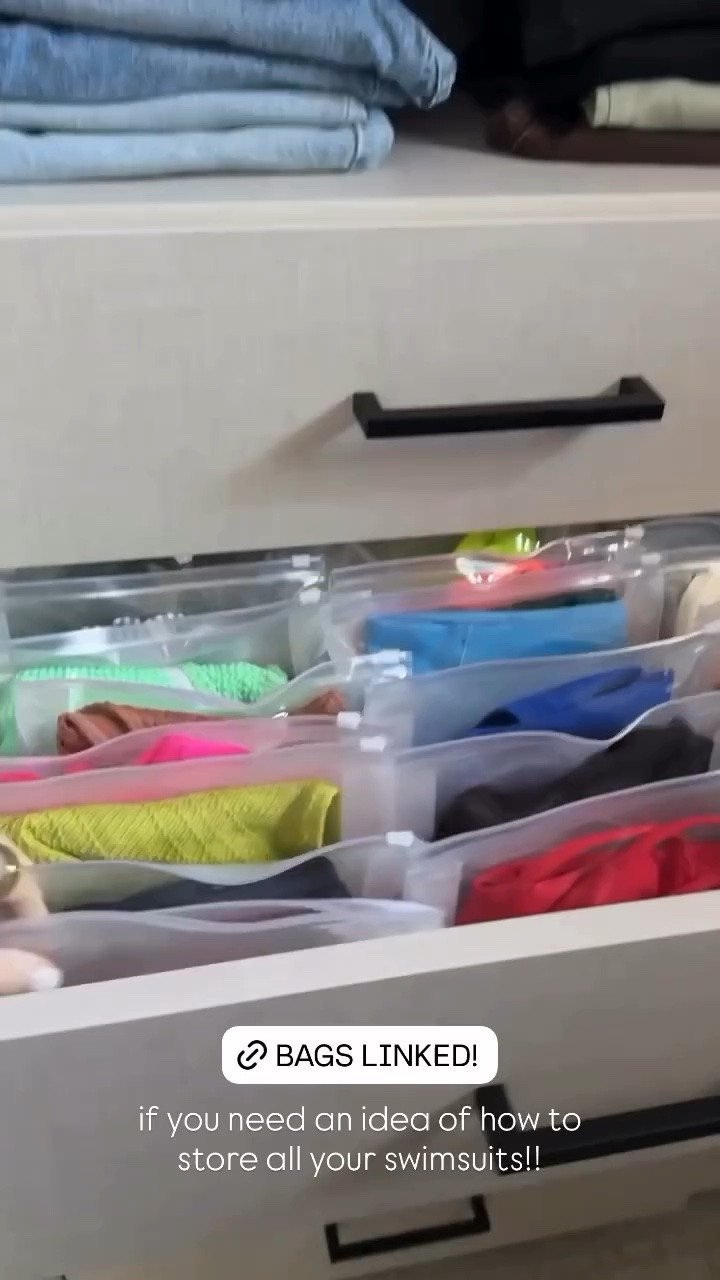if you need an idea of how to store all your swimsuits!!