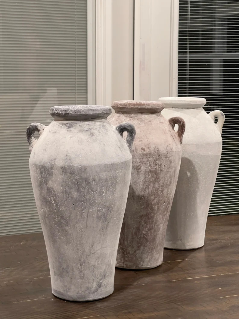 14 Inches tall - Concrete handmade vase with handles, beautiful finishing in multiple colors as w... | Etsy (US)