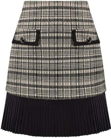 Kate Kasin Women's Plaid Mini Skirt, High Waist Pleated A-Line Skirts | Amazon (US)