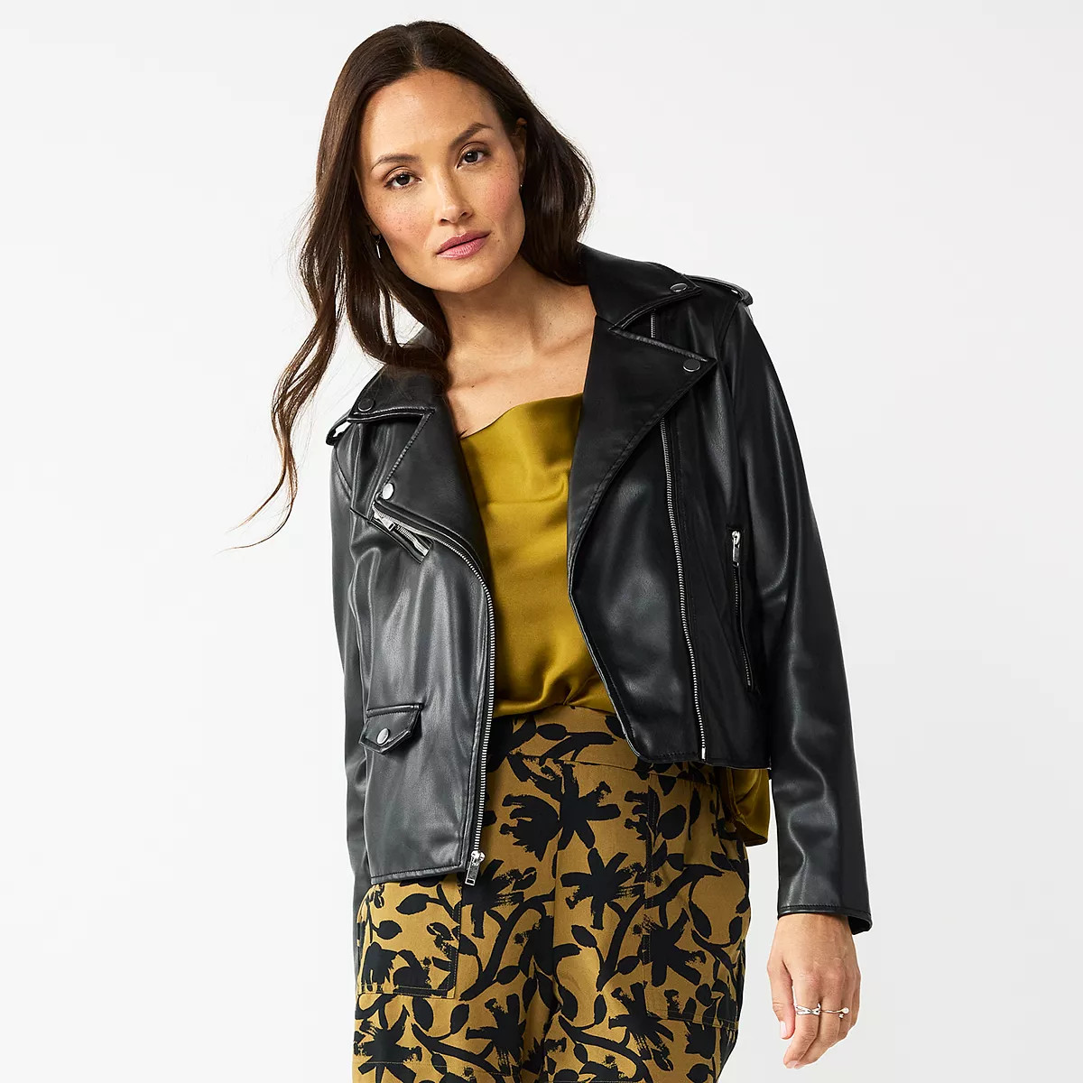 Women's Nine West Faux-Leather Moto Jacket | Kohl's