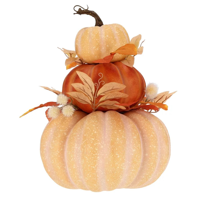 Foam Pumpkin Stack Tabletop Decoration, Orange and Yellow, 14", Fall by Way To Celebrate | Walmart (US)