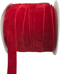 10 Yards Velvet Ribbon Spool (Red, 1") | Amazon (US)