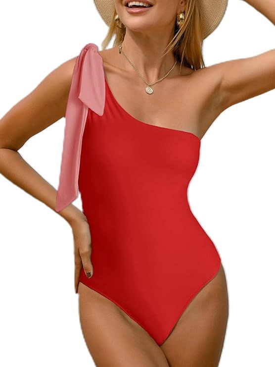 BIKINX Sexy One Piece Swimsuit for Women One Shoulder Bathing Suit Tummy Control Cutout Bow Tie M... | Amazon (US)