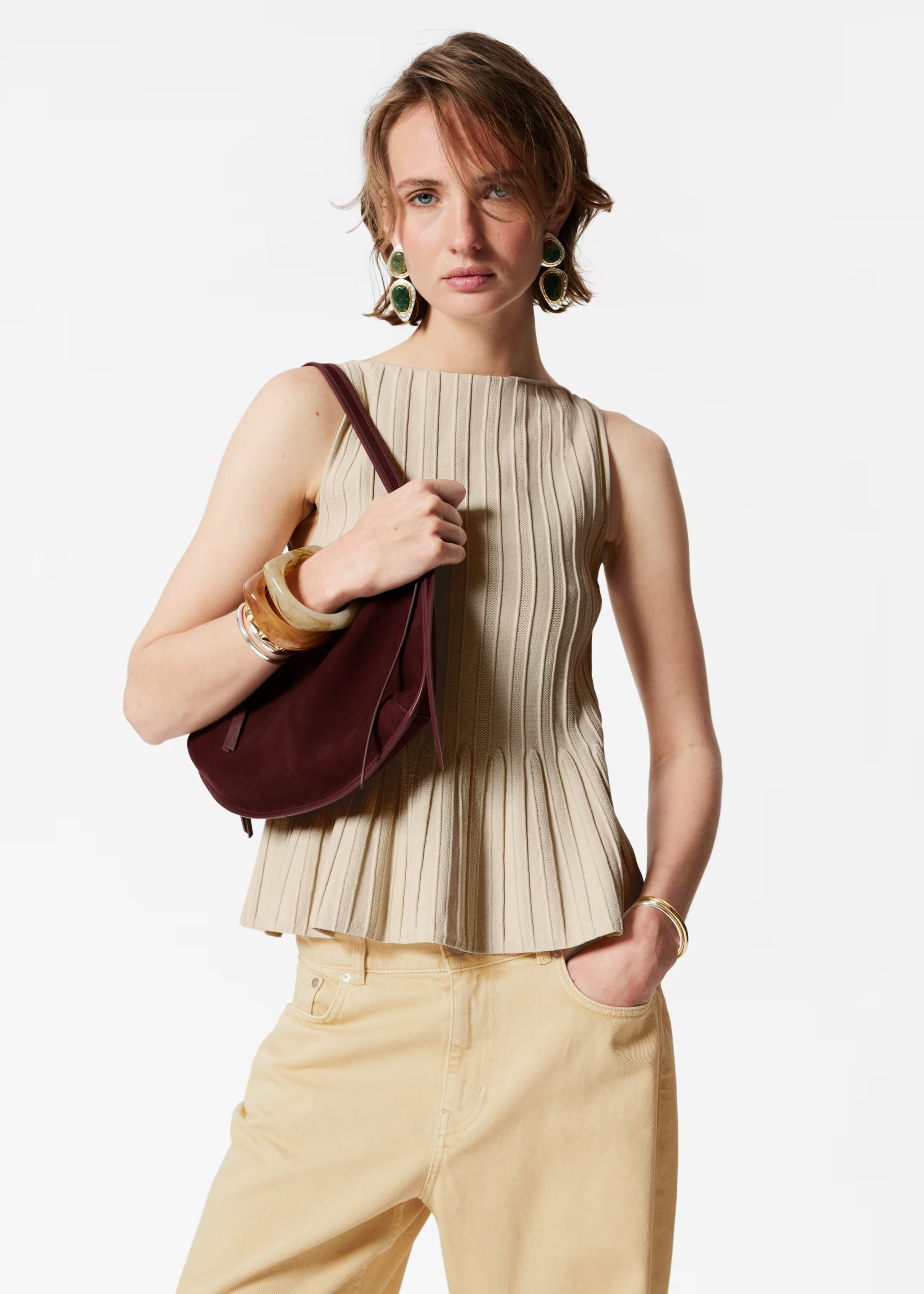 Rib-Knit Peplum Top | & Other Stories UK