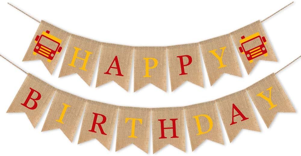 SWYOUN Burlap Firetruck Happy Birthday Banner Fireman Birthday Party Decoration Bunting Garland S... | Amazon (US)