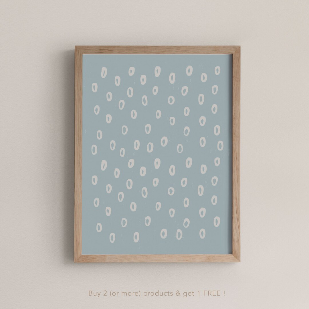 Sky Blue Polka Dots Pattern Print, Minimalist Digital Art Print, Nursery Poster - Etsy | Etsy (US)