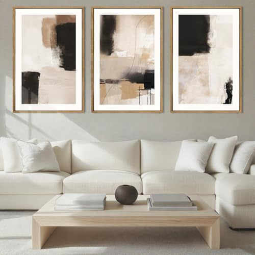 ANHUIB Neutral Abstract Wall Art Beige Modern Wall Decor 16x24 Inch Minimalist Black Paintings Set of 3 for Living Room Bedroom Dining Room | Amazon (US)