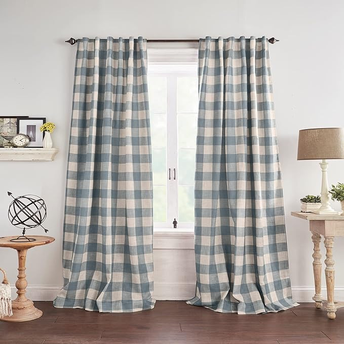 Elrene Home Fashions Farmhouse Living Grainger Buffalo-Check Blackout Window Curtain, Living Room... | Amazon (US)
