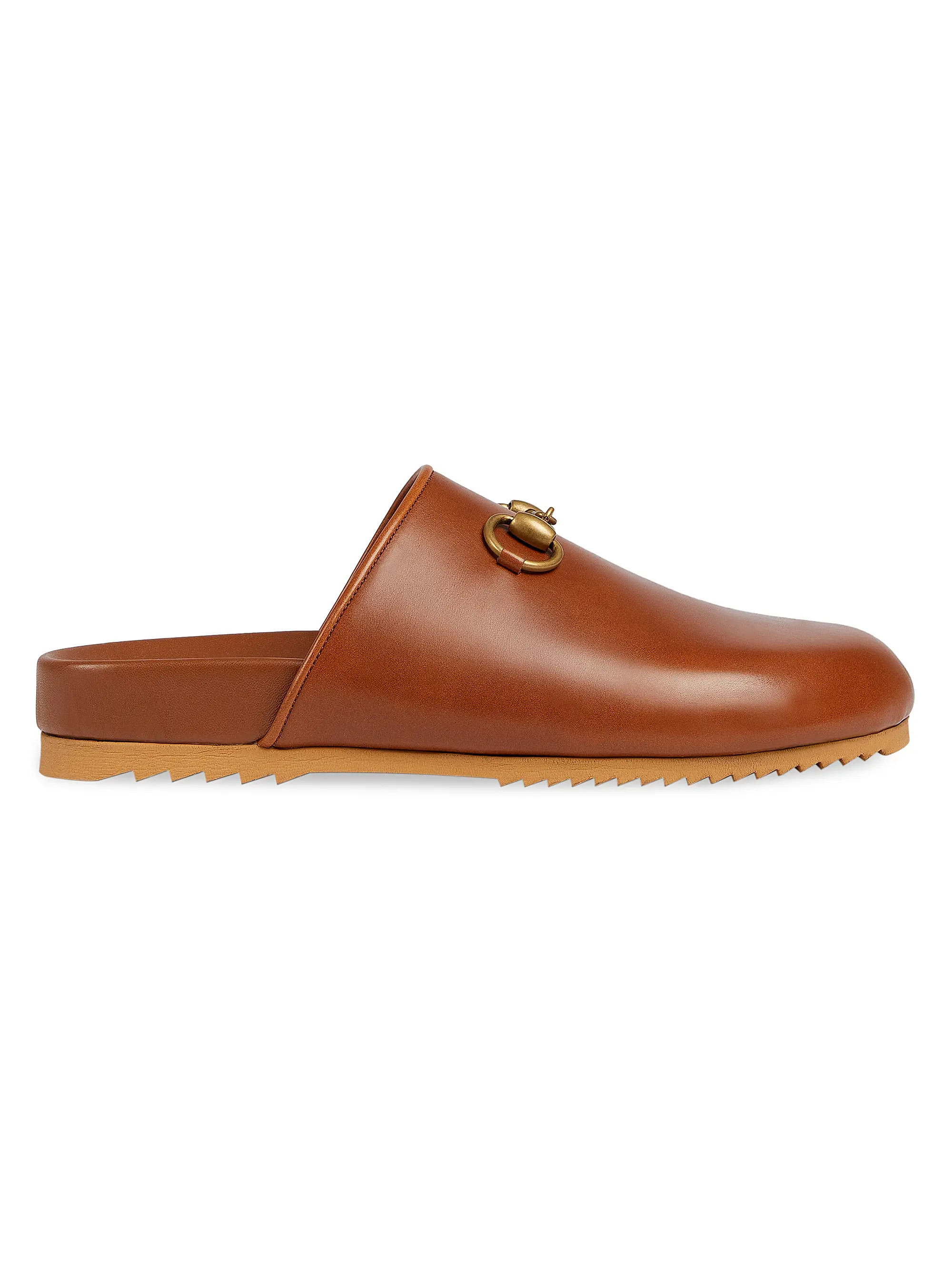 Shop Gucci Sol Leather Horsebit Mules | Saks Fifth Avenue | Saks Fifth Avenue
