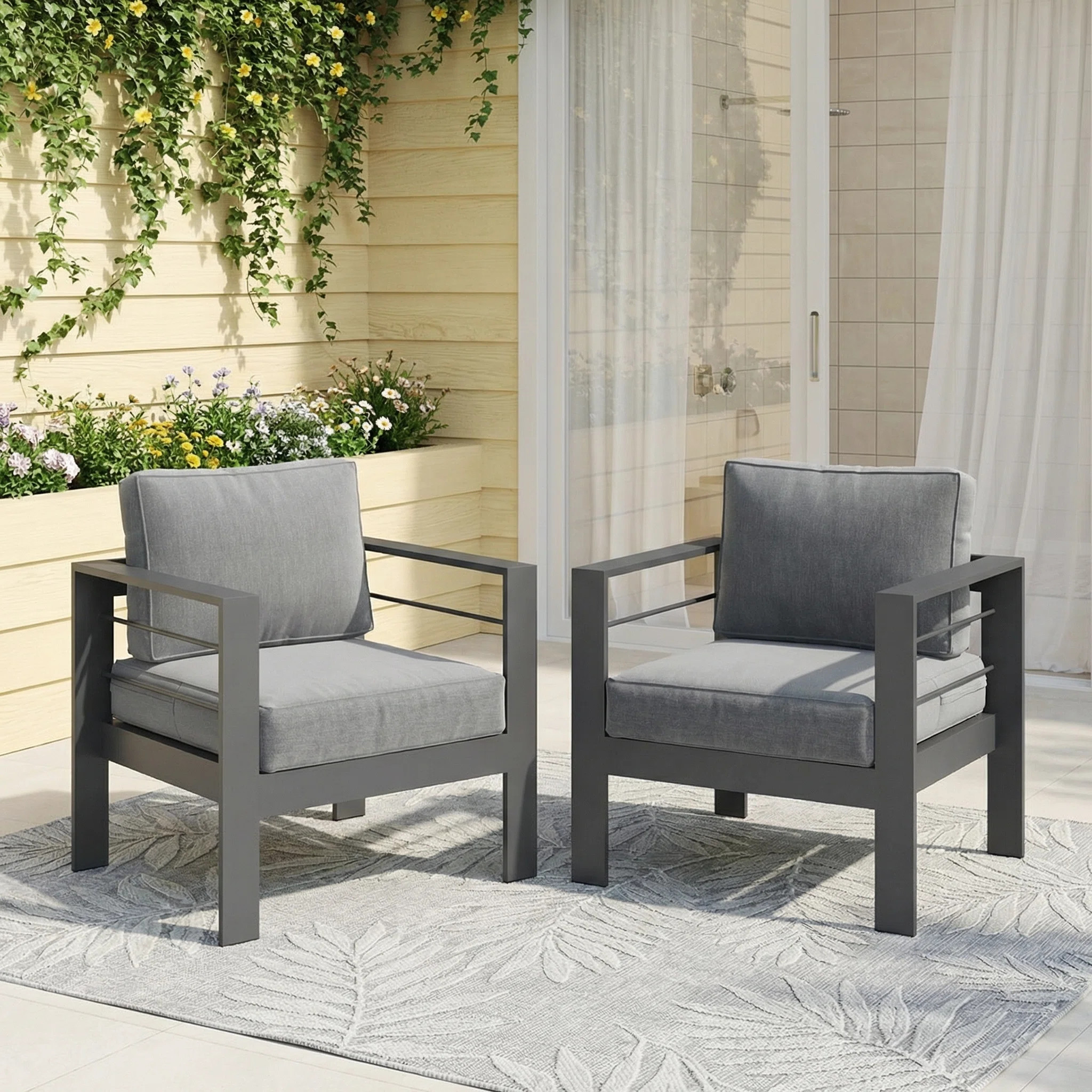 2 Piece Patio Aluminum Chair (Set of 2) | Wayfair North America