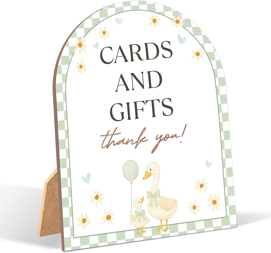 Goose Cards and Gifts Sign for Baby Shower, 6x8 Inch Arch Wooden Sign with Stand, Sage Green Litt... | Amazon (US)