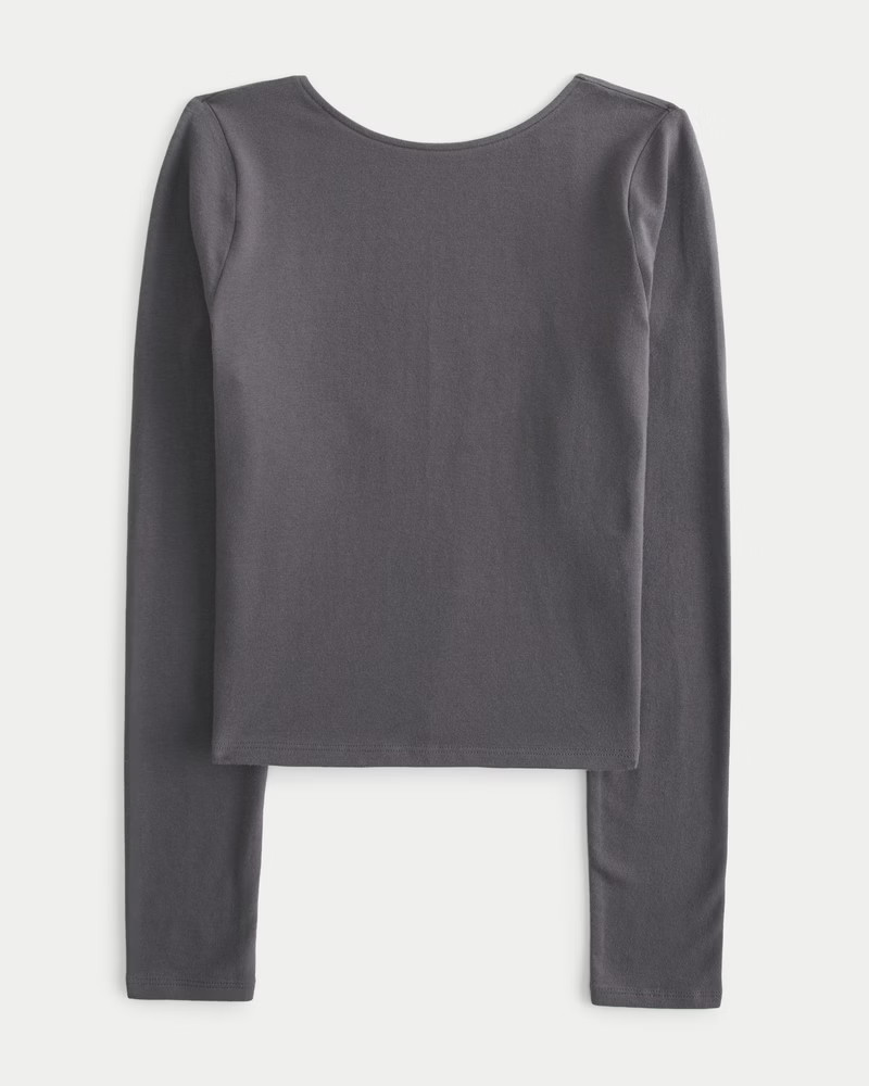 Long-Sleeve Low Back Crew T-Shirt | Hollister (EU)