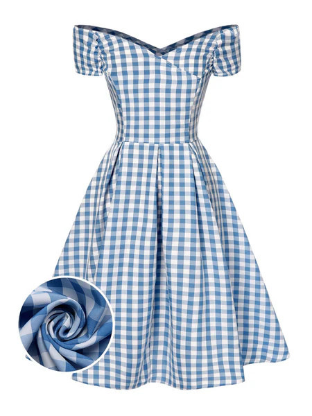 Blue 1950s Plaid Swing Dress | Retro Stage