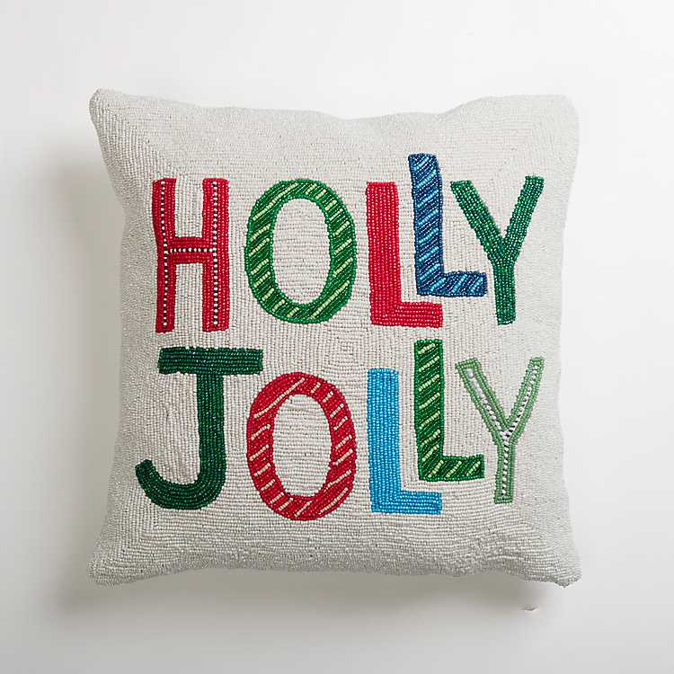 New! Holly Jolly Beaded Pillow | Kirkland's Home