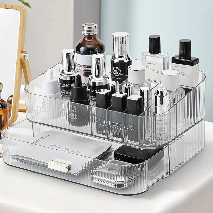 Makeup Organizer with Stackable Drawer,Large Capacity Cosmetic Storage Display Case for Vanity,Id... | Amazon (US)
