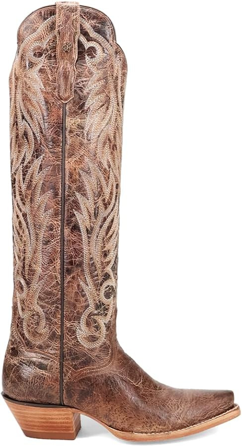 Dan Post Boots Womens Rustic Ridge Embroidered Bison Snip Toe Pull On Dress Boots Over the Knee L... | Amazon (US)