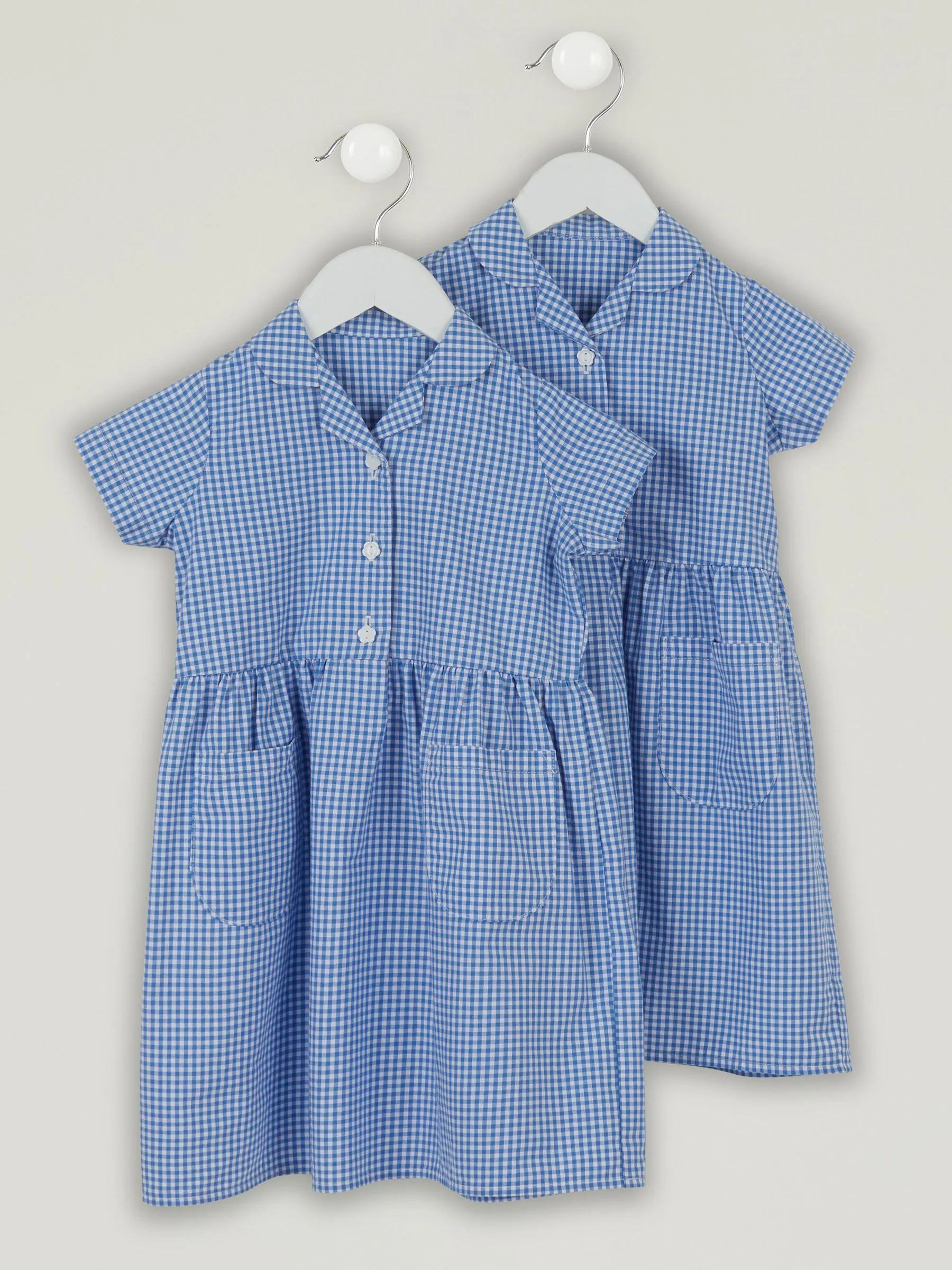 Trutex Trutex Blue Gingham 2 Pack Button Front School Summer Dress | Next US