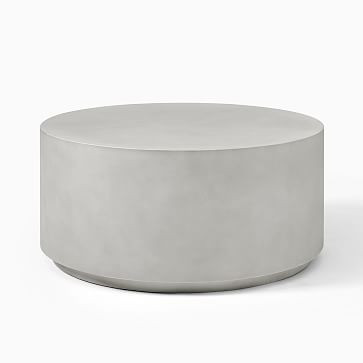 Volume Round Drum Coffee Table - Concrete | West Elm (US)