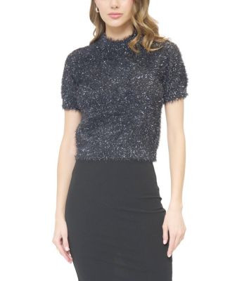 Women's Colette Eyelash Lurex Cap Sleeve Crew Tops | Bloomingdale's (US)
