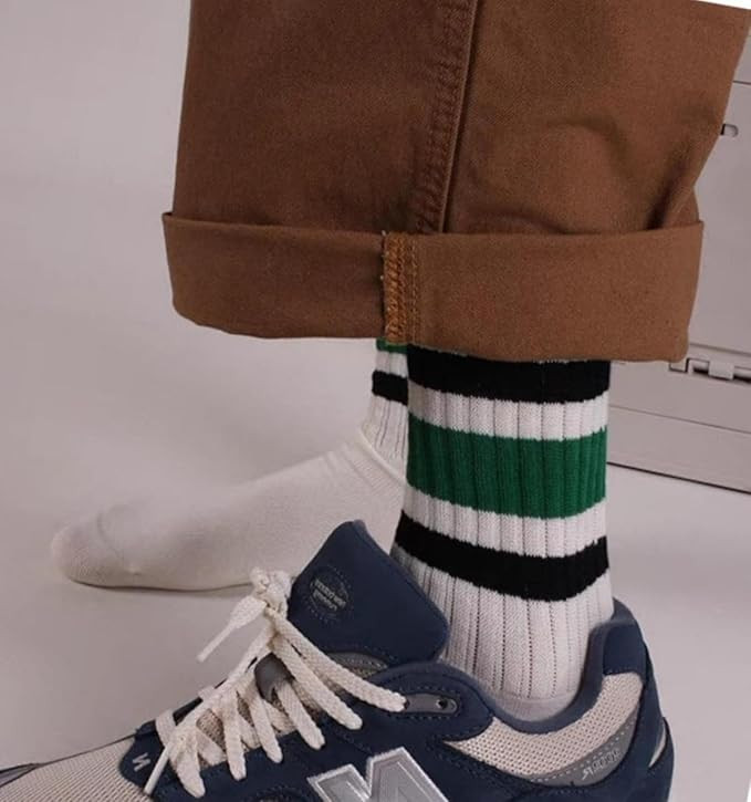 American Trends Womens Crew Socks Striped Athletic Socks Vintage Slouch Solid Color Mid Calf Tube... | Amazon (US)