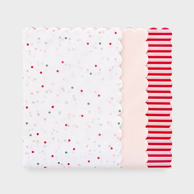 25ct Scallop Tissue Paper Red & White Stripes/Colorful Multicolor Dots/Solid Pink - Sugar Paper... | Target